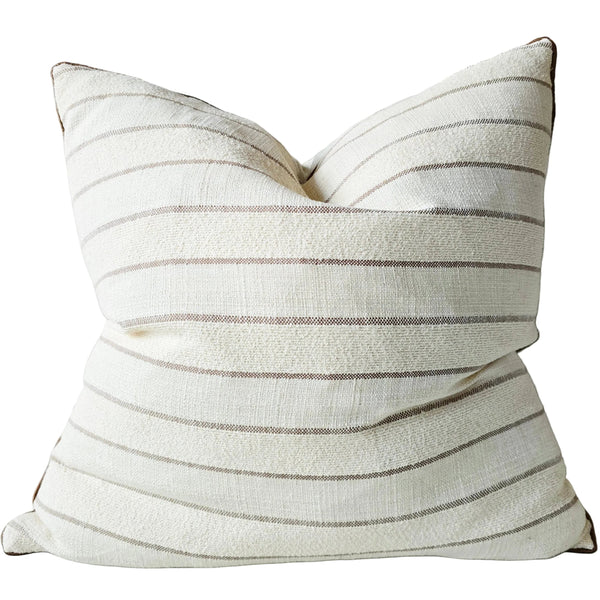 Isolde Linen Cotton Cushion 55cm Square - Stripe Oatmeal