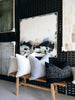 Blakely Cushion 40x60cm Lumbar | Black with White Grey Embroidery