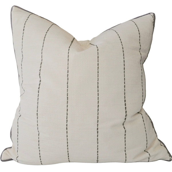 Ayla Cushion 55cm Square - Deep Green Stripe | Cream White
