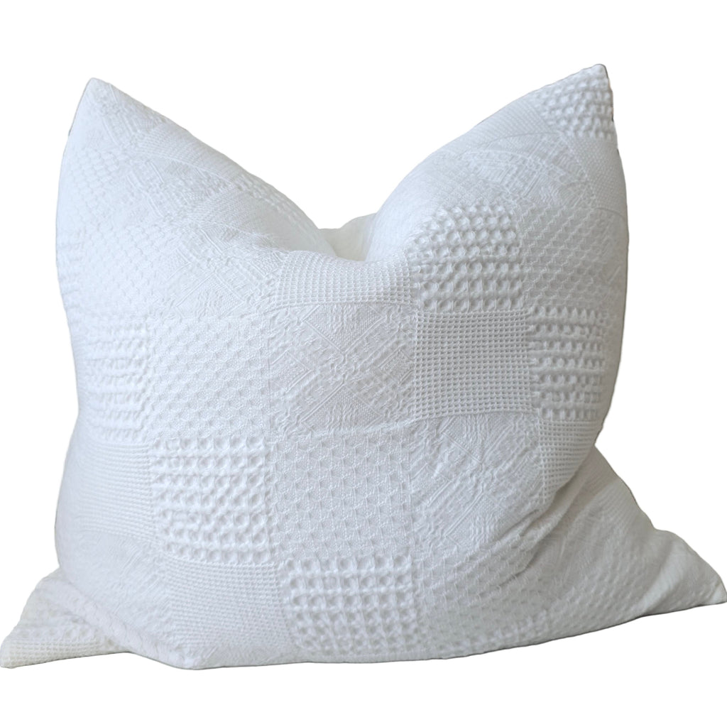 Piper Waffle 100% Cotton Cushion 55cm Square - White