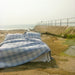 Pure French Linen Yarn Dyed Blue White Check Duvet Cover Quilt Cover Set - Mykonos