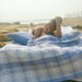 Pure French Linen Yarn Dyed Blue White Check Duvet Cover Quilt Cover Set - Mykonos
