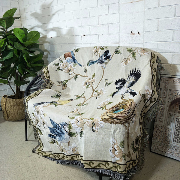 Woven Tapestry Picnic Rug Beach Blanket- Secret Garden