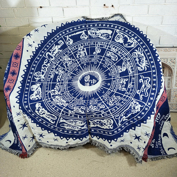 Woven Tapestry Picnic Rug Beach Blanket Lounger Cover Throw- Astrology Charms 90x180cm