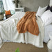Faith Heavy Weight 100% Pure French Linen Bed Cover with Fringe Edge- Warm White