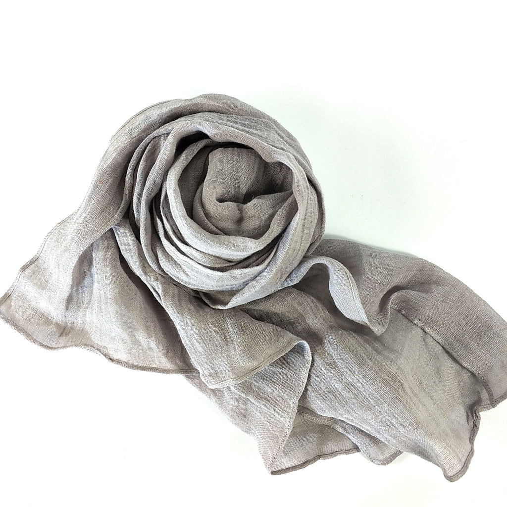 Pure French Linen Hand-woven Long Scarves - Mushroom