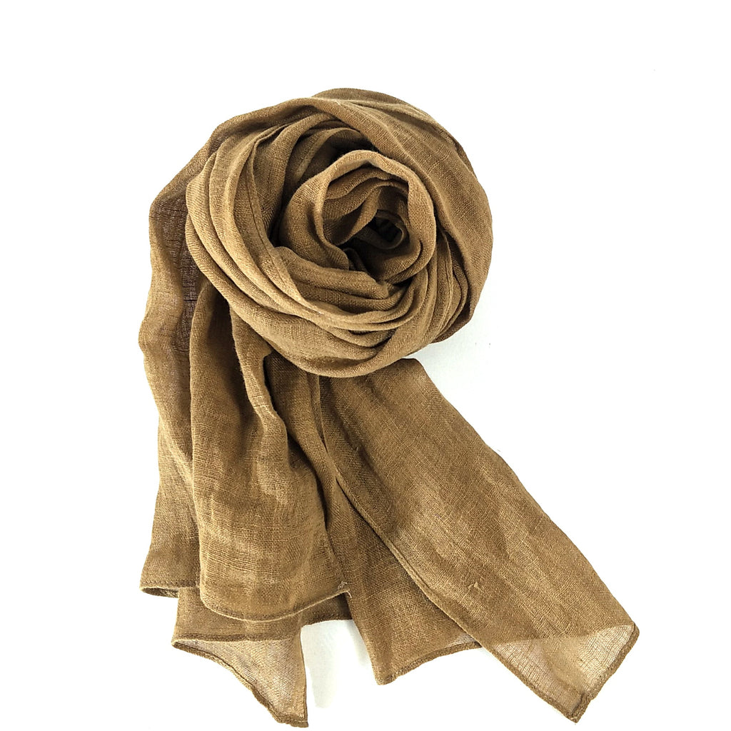 Pure French Linen Hand-woven Long Scarves - Earth
