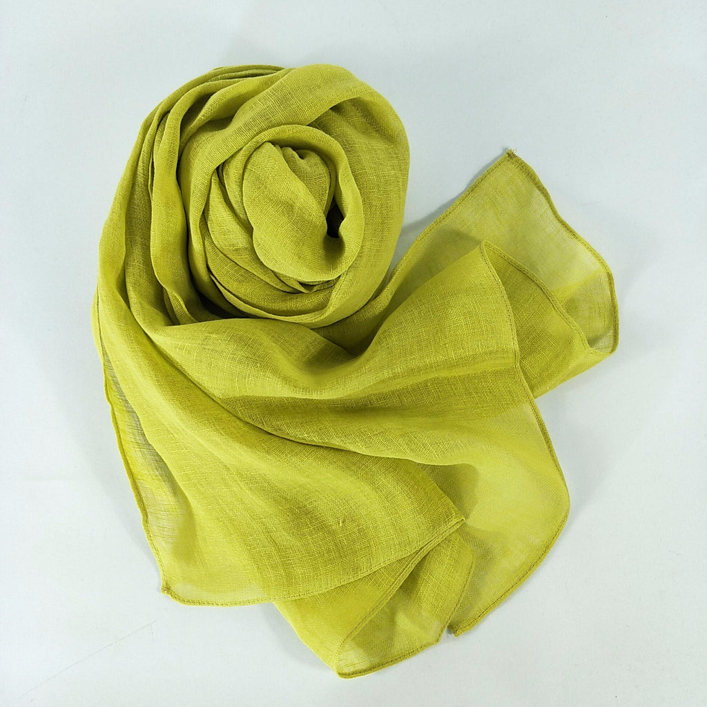 Pure French Linen Hand-woven Long Scarves - Mustard