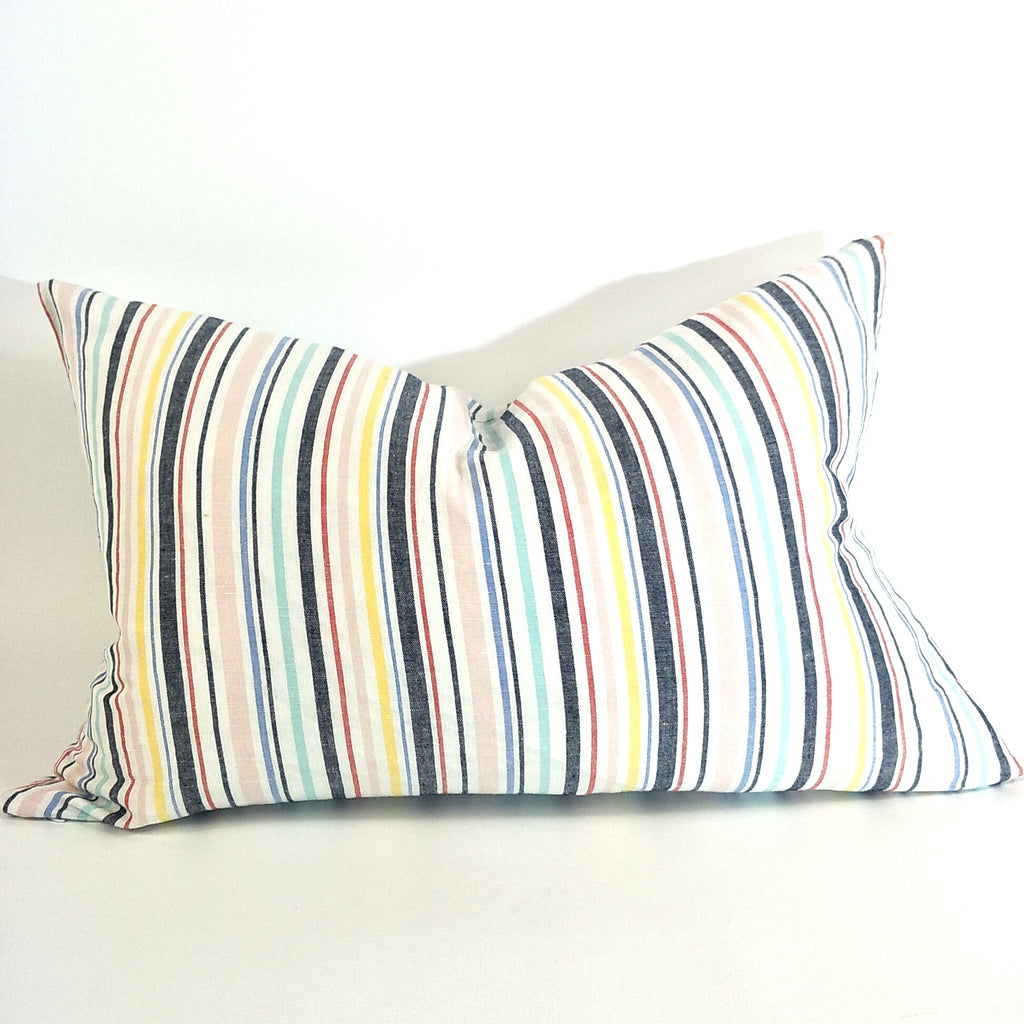 Rhodes Yarn Dyed Pure French Linen Cushion 40cmx60cm - Feather Filled - LAST TWO
