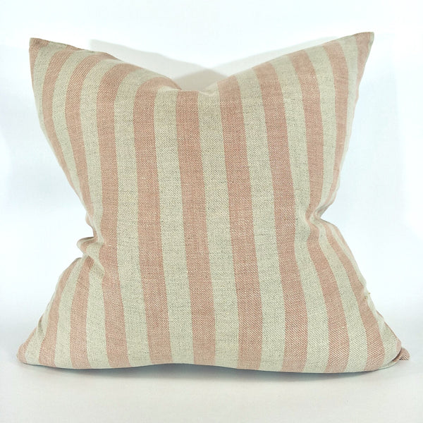 Carss Yarn Dyed Heavy Weight Pure French Linen Cushion 50cmx50cm - Feather Filled - Dusty Pink