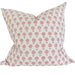 Olso Pink Artisan Block Printed Heavy Weight Pure French Linen Cushion 55cm Square - Feather Filled
