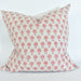 Olso Pink Artisan Block Printed Heavy Weight Pure French Linen Cushion 55cm Square - Feather Filled