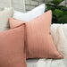 Glace Jacquard Heavy Weight Pure French Linen Cushion 50cmx50cm - Feather Filled -  Dolly Pink