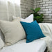 Glace Jacquard Heavy Weight Pure French Linen Cushion 50cmx50cm - Feather Filled - Teal