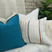 Glace Jacquard Heavy Weight Pure French Linen Cushion 50cmx50cm - Feather Filled - Teal