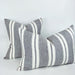 Chambry Yarn Dyed Pure French Linen Cushion 3 sizes - Feather Filled - White Grey Striped