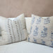 The Outback Artisan Block Printed Heavy Weight Pure French Linen Cushion 55cm Square - Raindrop Pageant Blue