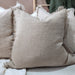 Riviera Heavy Weight Texture French Linen Fringed Edge Cushion 55cm Square - Mocha