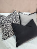 LAST TWO - Chloe Heavy Weight Pure French Linen Fringed Edge Cushion Square Feather Filled 55cm - Black Grey