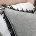 LAST TWO - Chloe Heavy Weight Pure French Linen Fringed Edge Cushion Square Feather Filled 55cm - Black Grey
