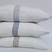 Casa Texture Pure French Linen Cushion Feather Filled 55cm Square - Serape Striped Indigo Blue
