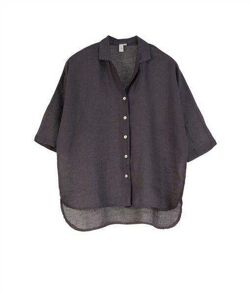 Poppy European Linen Short Sleeve Shirt- Anthracite