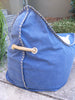 Nordic Canvas Bean Bag Beanbag & Ottoman Set - Drill Blue