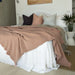 Faith Heavy Weight 100% Pure French Linen Bed Cover with Fringe Edge- Dusty Pink