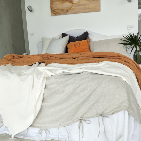 LAST KING SIZE | 2 Pillowcases Missing | Santorini Pure French Linen Duvet Cover Quilt Cover Set - Natural