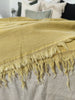 Faith Heavy Weight 100% Pure French Linen Bed Cover with Fringe Edge- Mustard