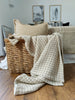 Rustic Linen Cotton Cushion Square Feather Filled - Jacquard Houndstooth