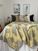 Shell Cotton Linen Yarn Dyed Feather Filled Cushion and Throw - Mustard -LAST SET