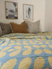 Botanical 100% Muslin Cotton Bedcover Double to Queen - Yellow & Blue - LAST ONE