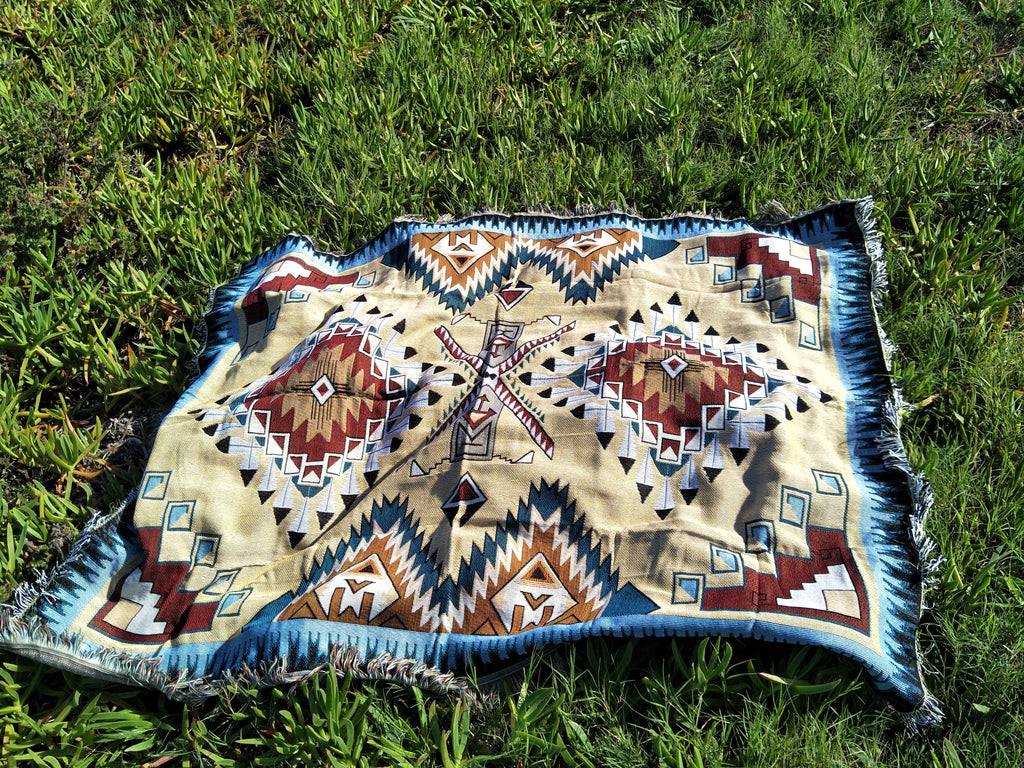 Woven Tapestry Picnic Rug Beach Blanket-  Peru