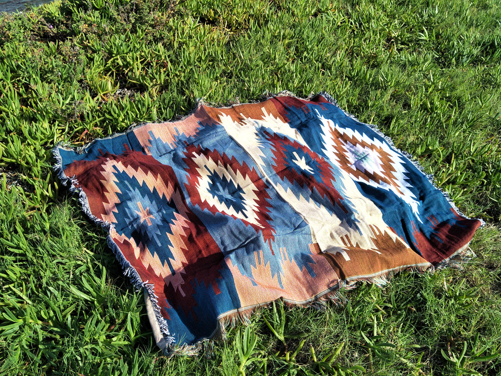 Woven Tapestry Picnic Rug Beach Blanket-  Sioux