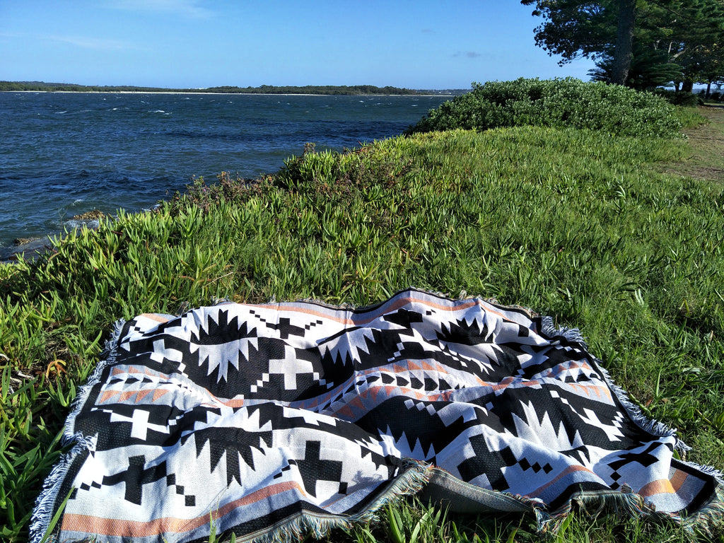 Woven Tapestry Picnic Rug Beach Blanket-  Aztec