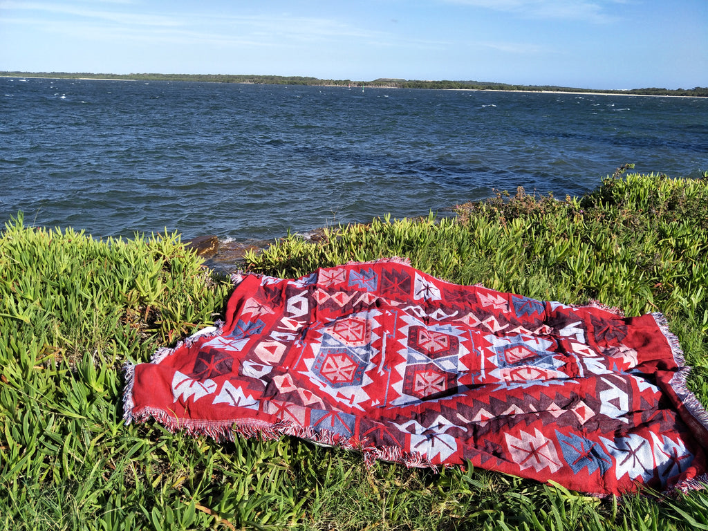 Woven Tapestry Picnic Rug Beach Blanket-  Tribe Pride