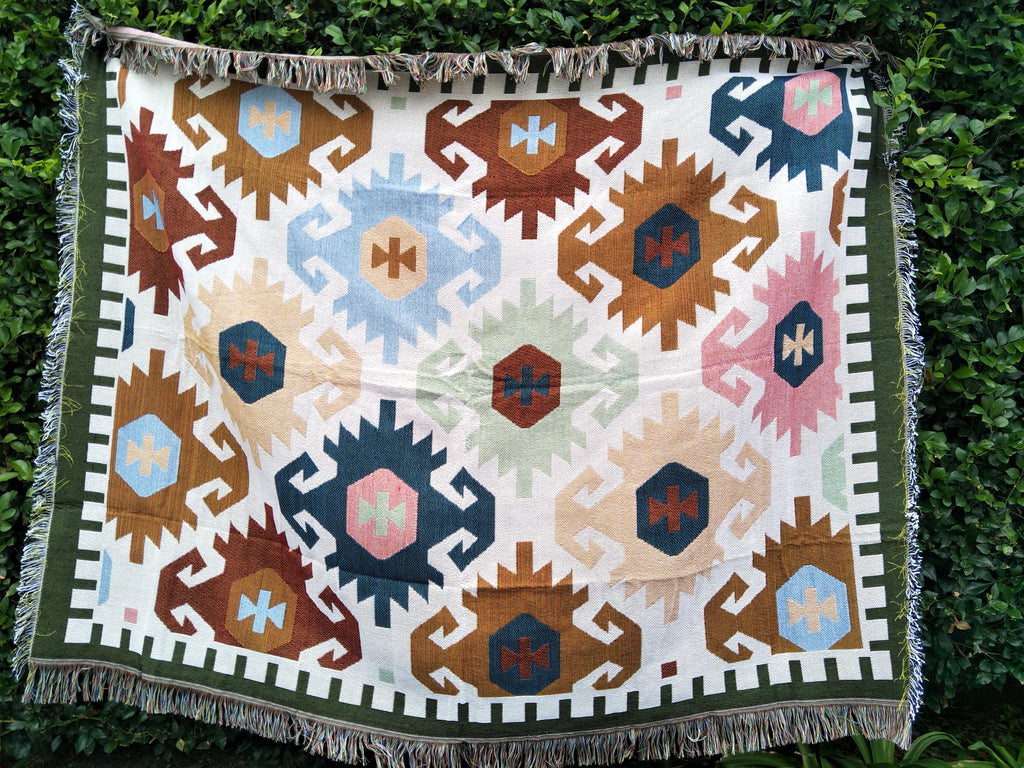 Woven Tapestry Picnic Rug Beach Blanket-  Odawa