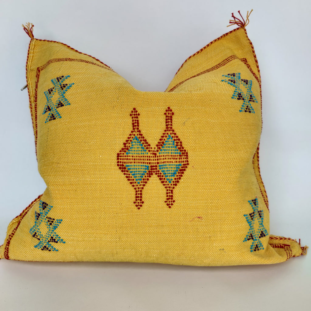 Casablanca Artisan Moroccan Cactus Silk Home Hand-Loomed Vegan Cushion Cover - N