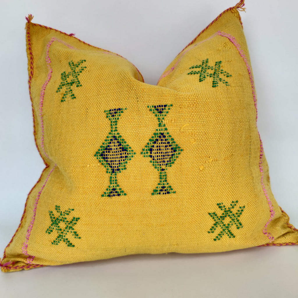Casablanca Artisan Moroccan Cactus Silk Home Hand-Loomed Vegan Cushion Cover - N