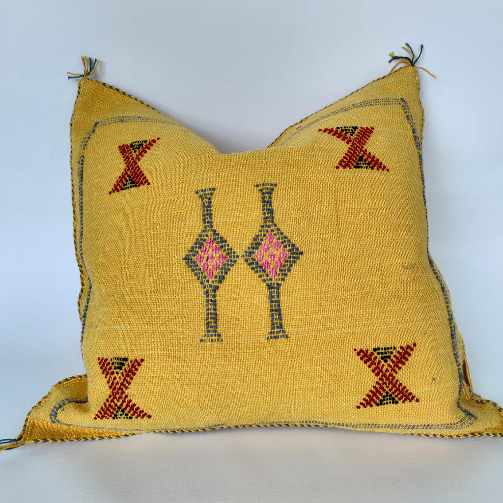 Casablanca Artisan Moroccan Cactus Silk Home Hand-Loomed Vegan Cushion Cover - N