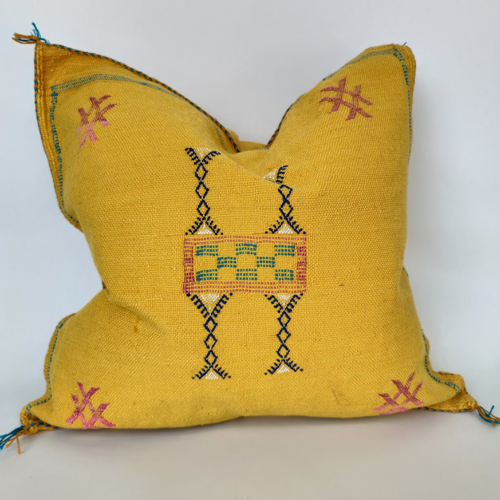 Casablanca Artisan Moroccan Cactus Silk Home Hand-Loomed Vegan Cushion Cover - N