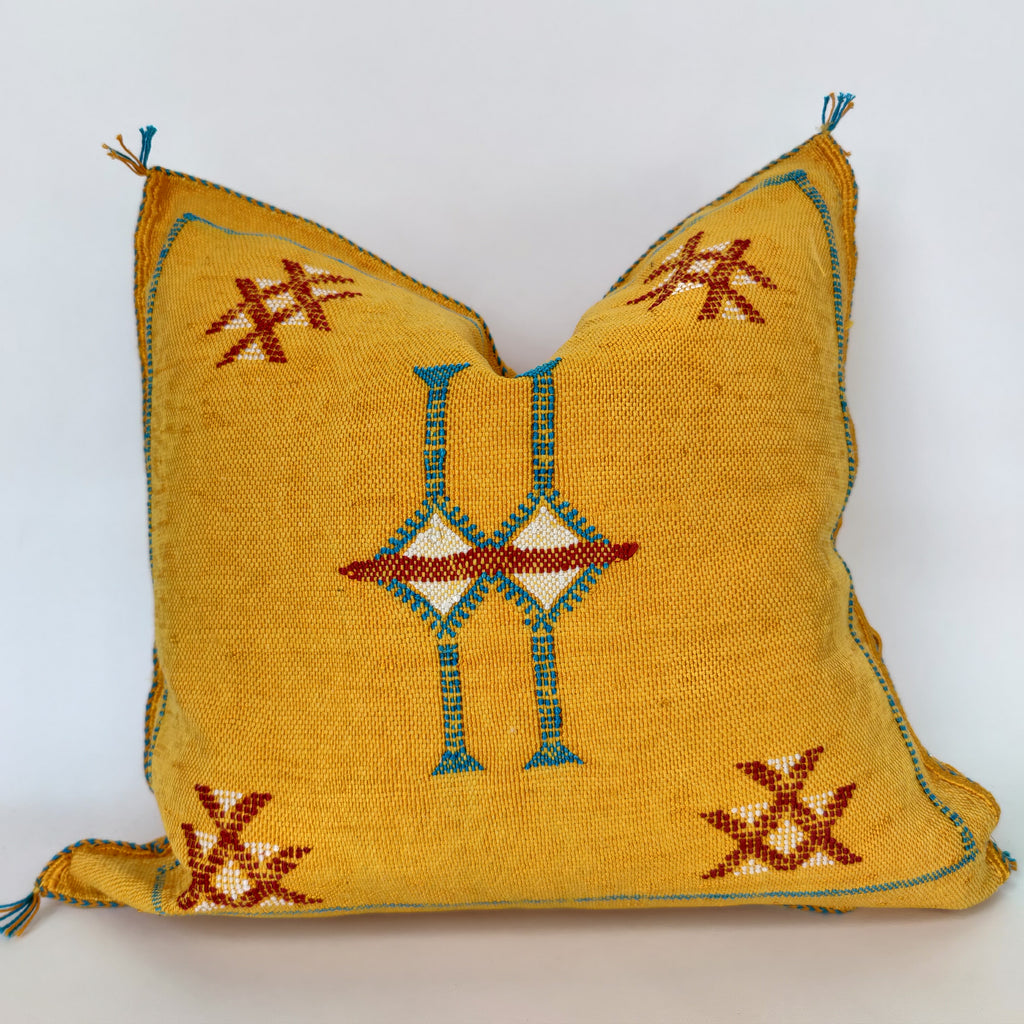 Casablanca Artisan Moroccan Cactus Silk Home Hand-Loomed Vegan Cushion Cover - N