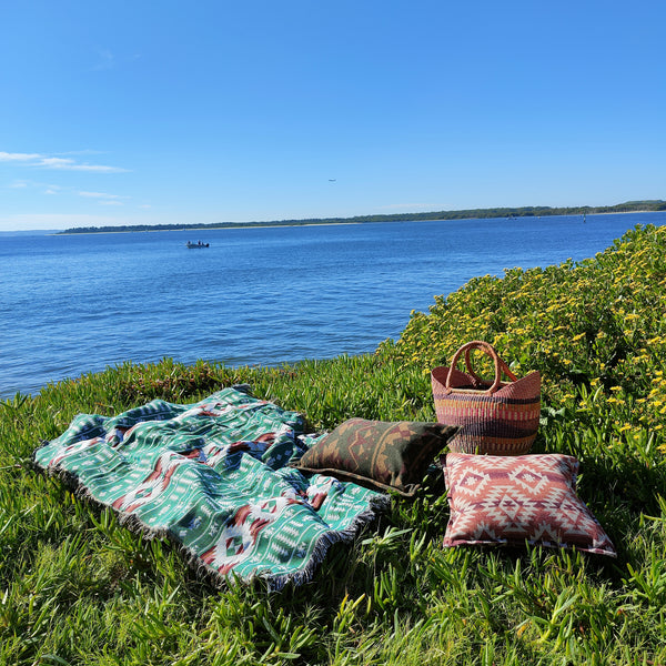 Woven Tapestry Picnic Rug Beach Blanket- Pine Forest