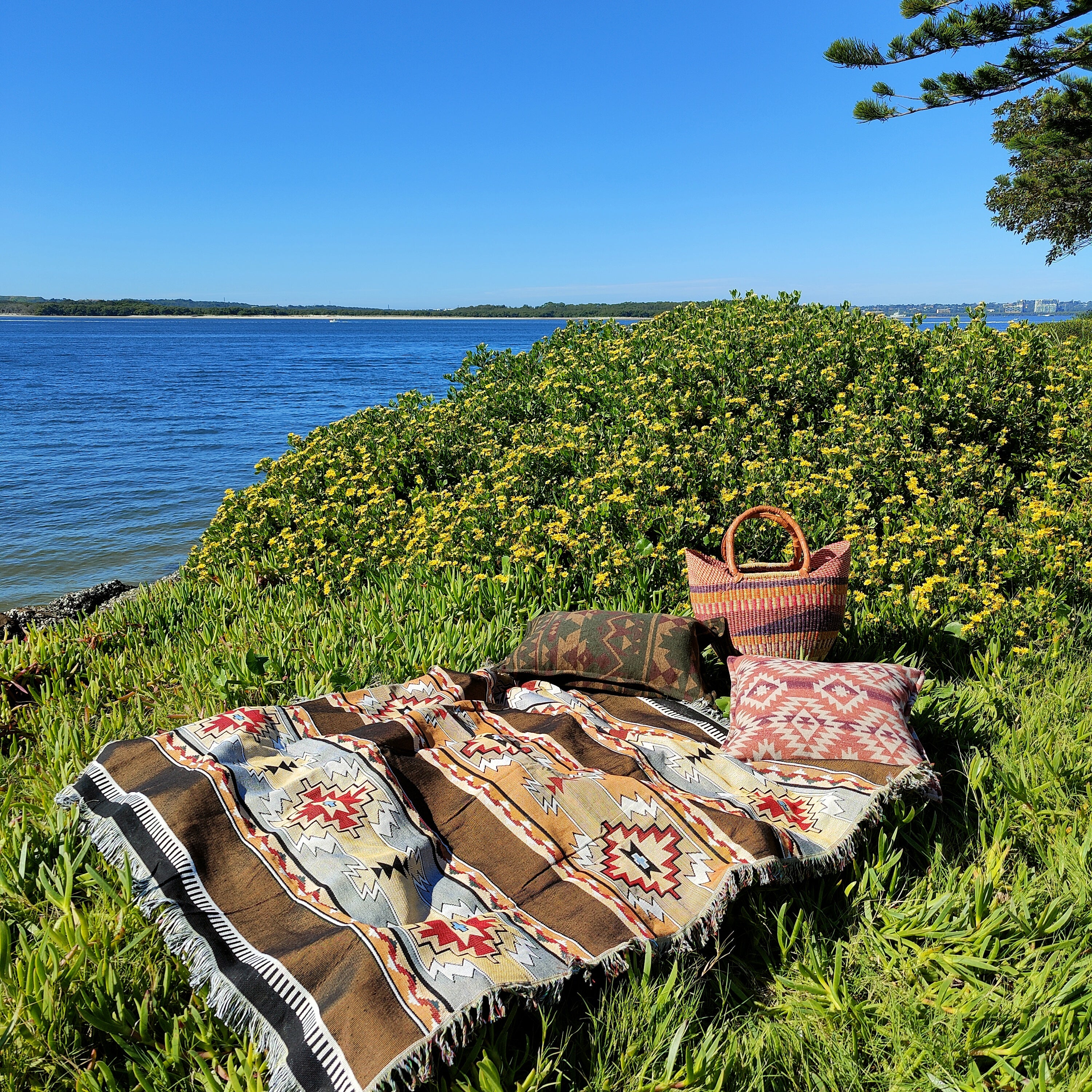 Woven Tapestry Picnic Rug Beach Blanket- Aztec Style – Macey Moore