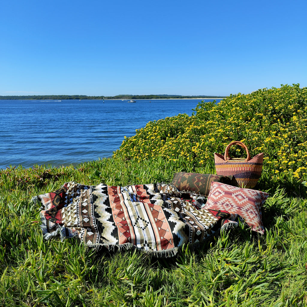 Woven Tapestry Picnic Rug Beach Blanket- Andes Mountain