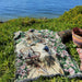 Woven Tapestry Picnic Rug Beach Blanket-  Stretching Cat and Garden Chair