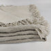 Versailles Two Tone French Linen Heavy Weight Pure Linen Throw Fringe- Warm White & Natural