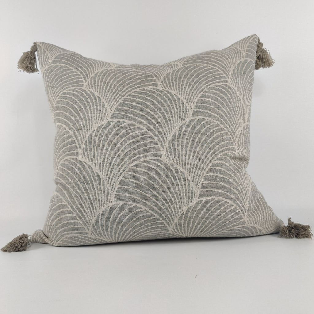 Shell Cotton Linen Yarn Dyed Feather Filled Cushion and Throw