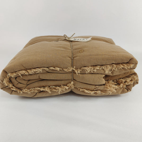 Sandarne 100% Pure French Linen Quilted Bed Cover - Cinnamon LAST ONE